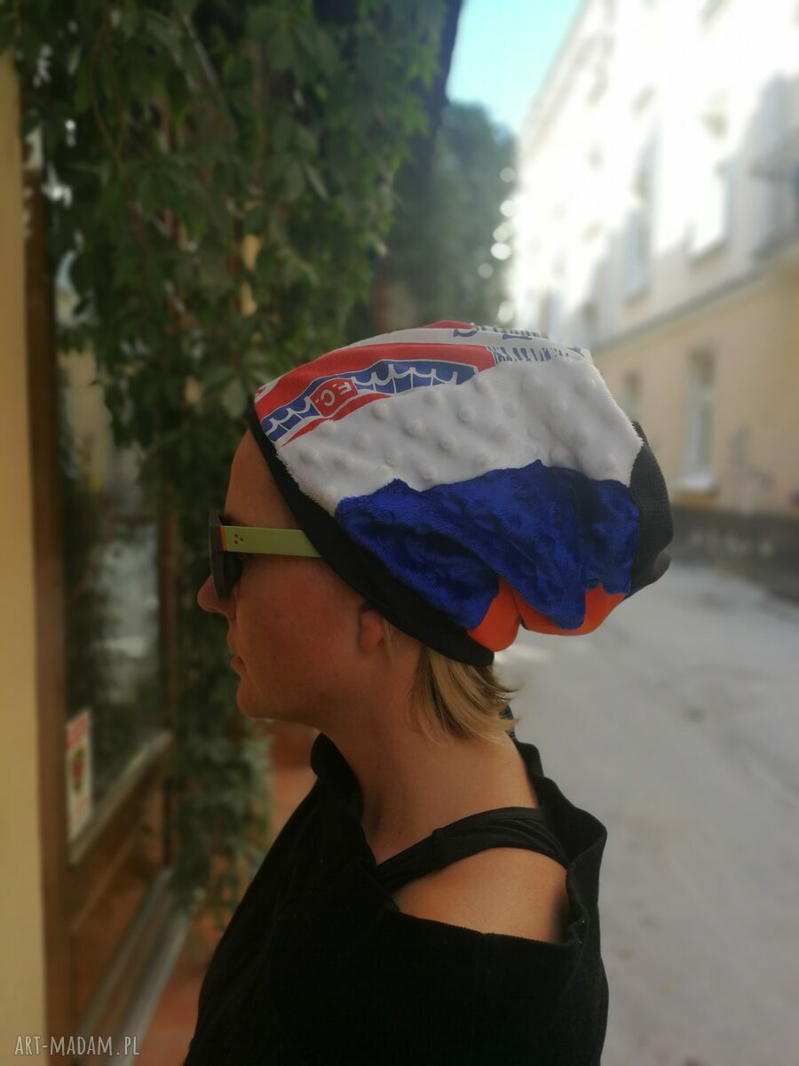 Czapka damska patchworkowa na podszewce - etno boho unisex