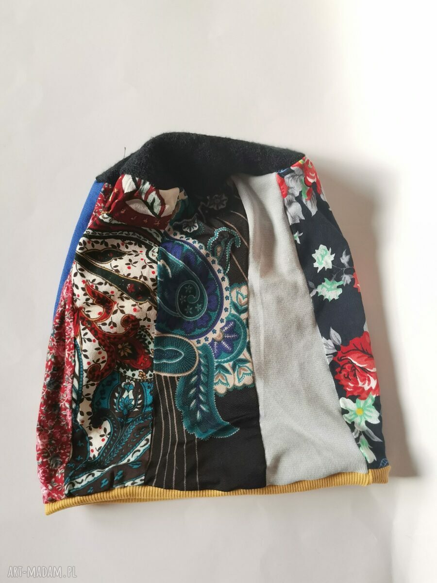 Czapka damska boho etno folk kokorowa - wiosenna na podszewce (rozmiar uniwersalny)