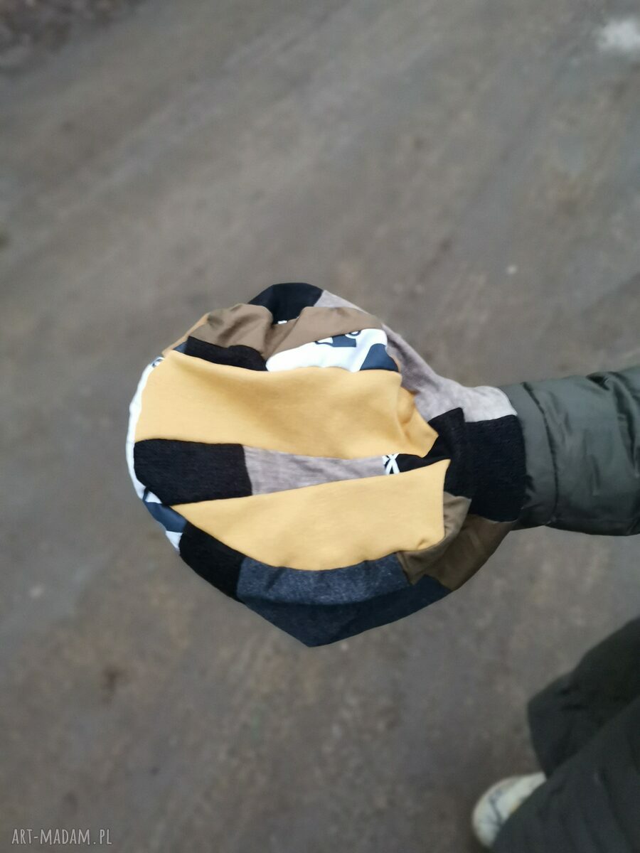Czapka damska patchworkowa Ruda Klara w stylu folk - rozmiar uniwersalny