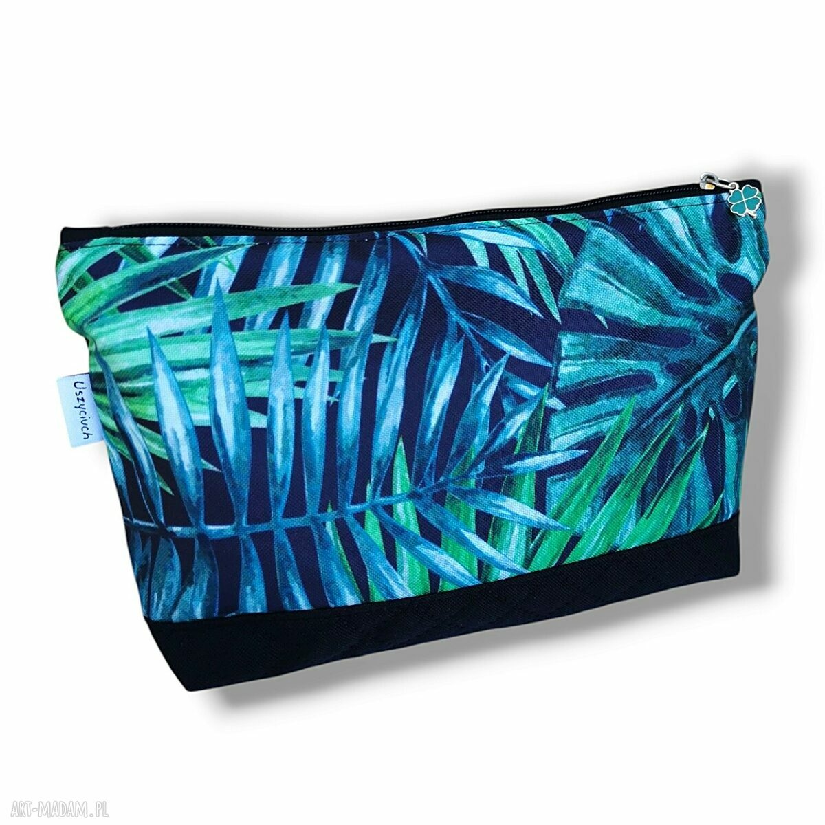 Ręcznie szyta duża kosmetyczka wodoodporna Monstera - organizer do torebki i łazienki