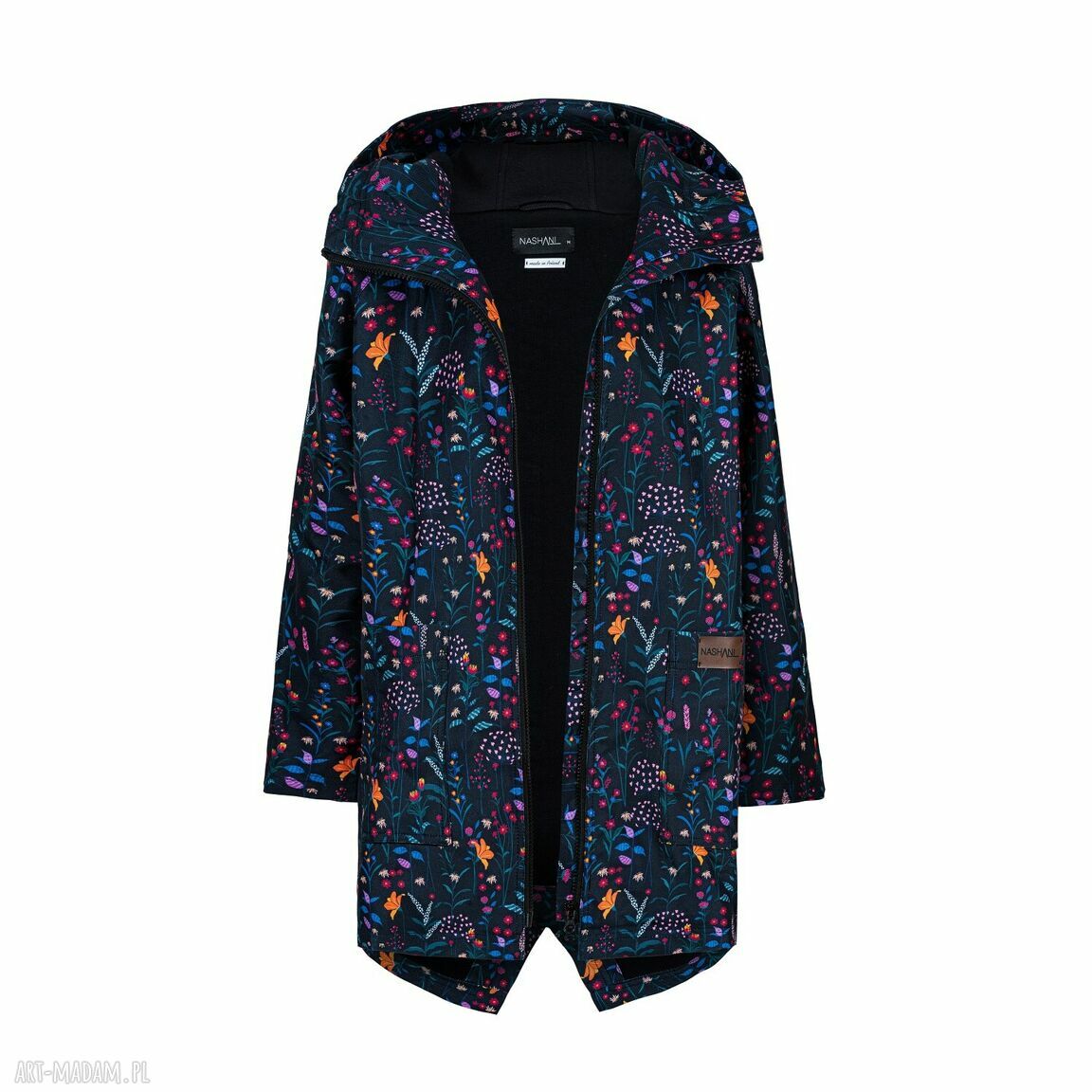 Damska kurtka parka kapturem kieszeniami łączka ocieplana