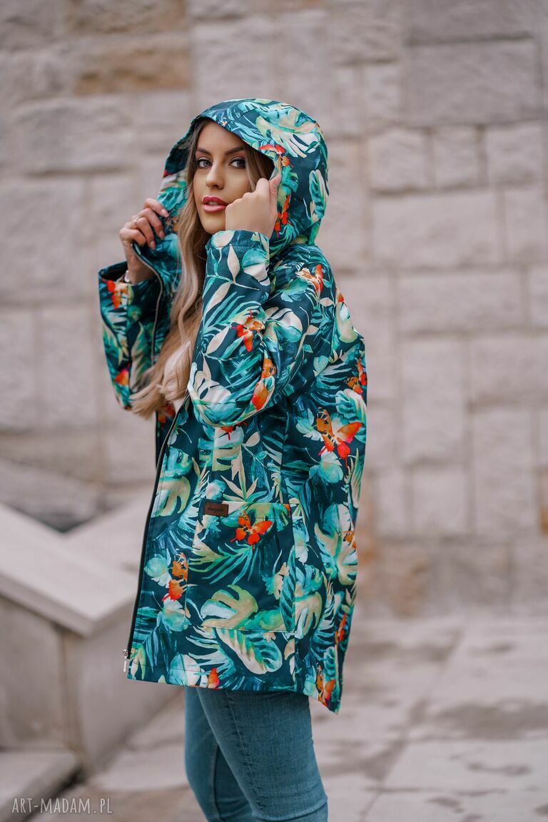 kurtki: damska kurtka parka z kapturem i kieszeniami Ręcznie zrobione