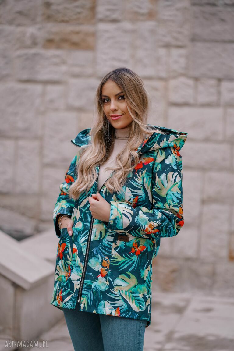 kurtki: damska kurtka parka z kapturem i kieszeniami Ręcznie zrobione