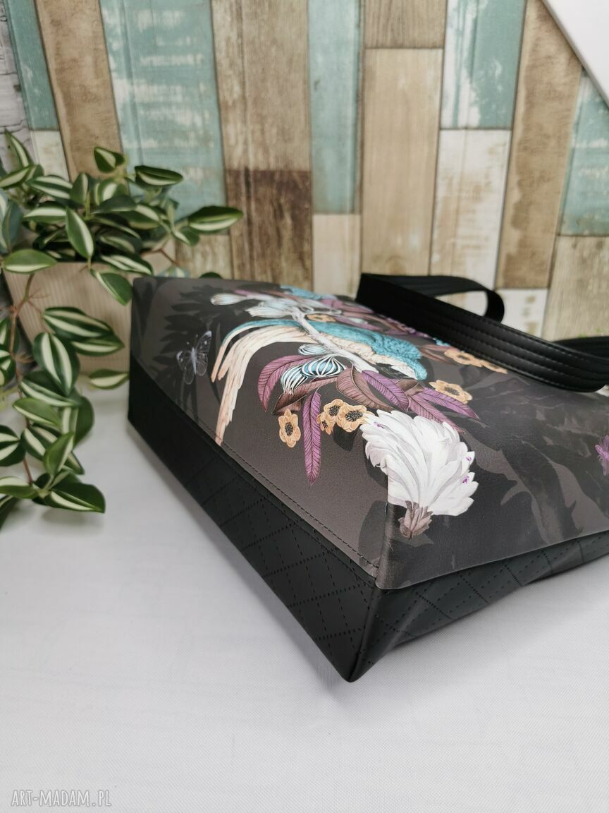 Torebka damska shopperka na ramię - pojemna (A4), polski produkt handmade