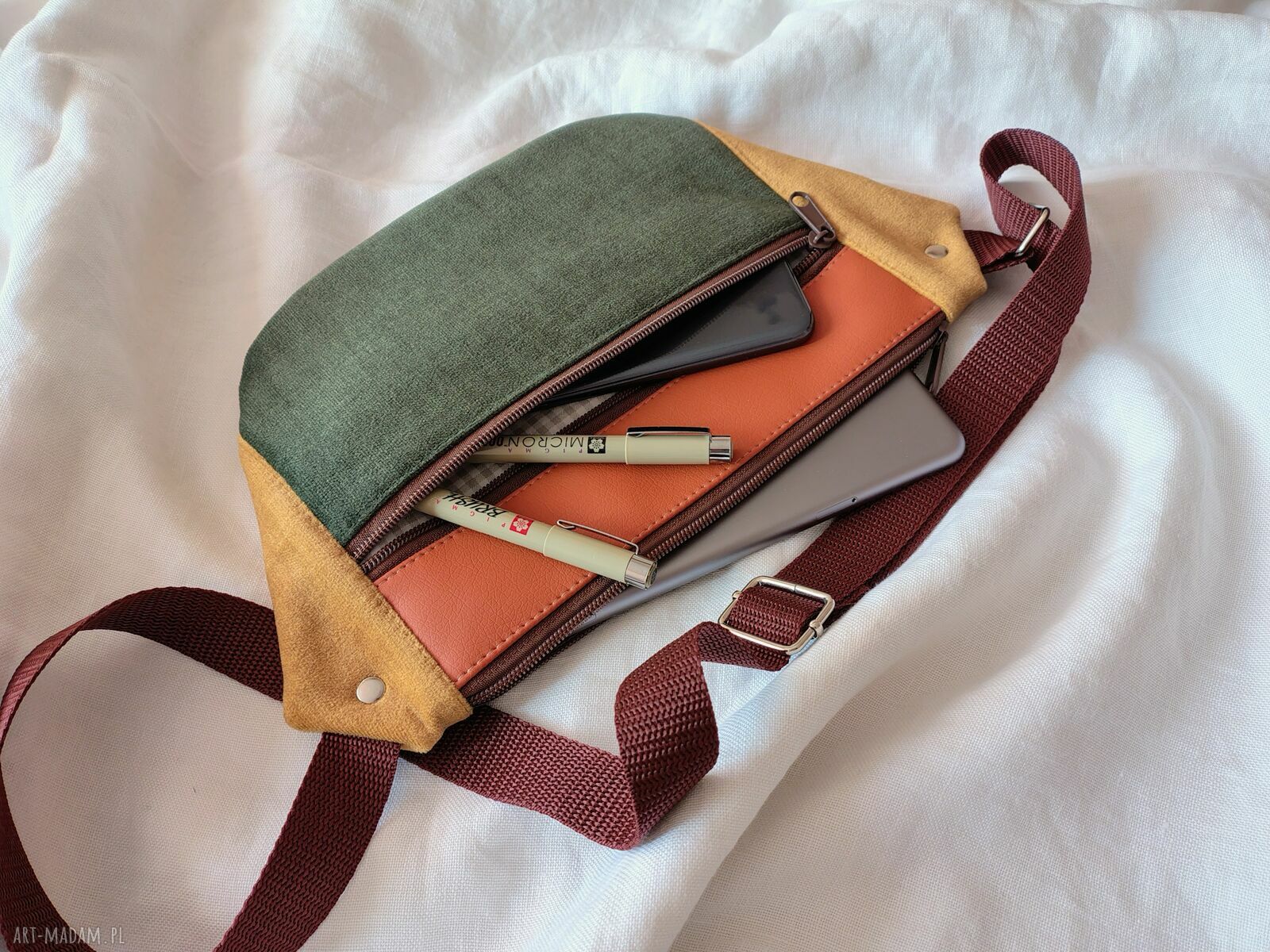 Damska nerko-torebka na rower - mini saszetka handmade