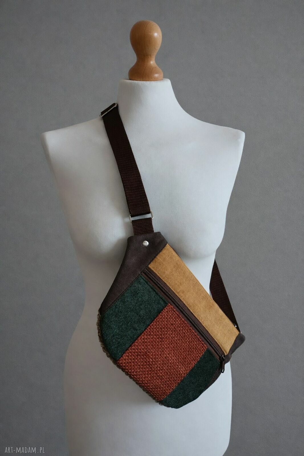 Damska nerko-torebka na ramię - saszetka cross handmade do pracy i na rower