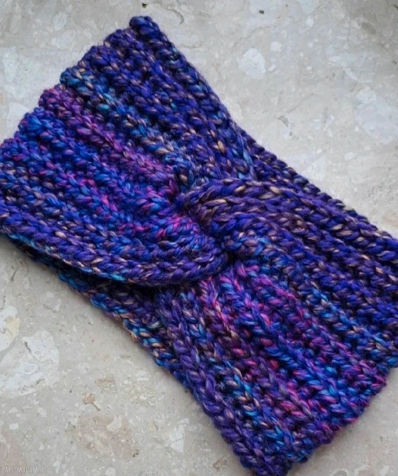 Opaska zimowa damska Izabe Love - ręcznie szydełkowana z wełną, 54-58 cm