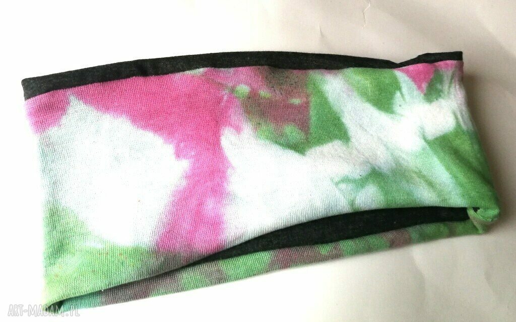 Ręcznie farbowana opaska damska BOHO - obwód 59-60 cm