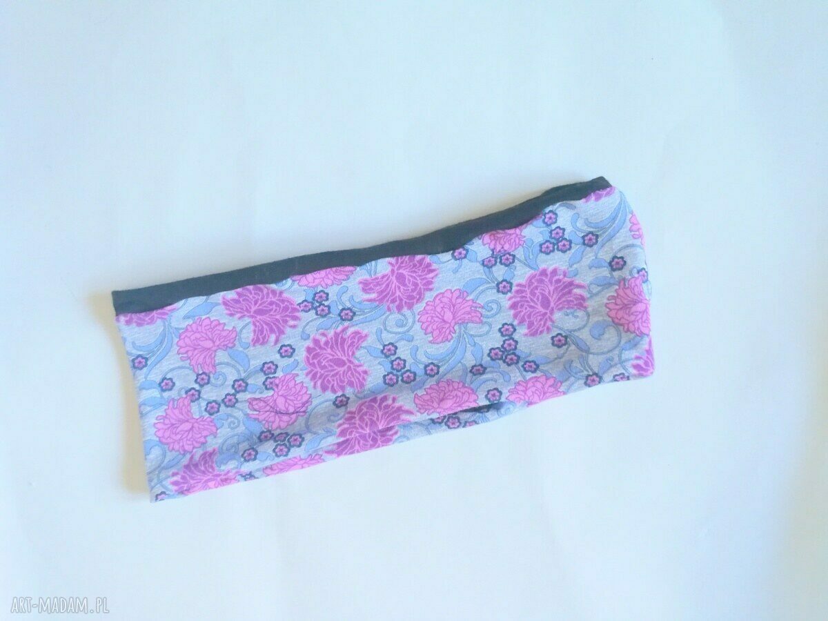Kolorowa opaska damska etno boho folk Ruda Klara - podwójna kwiatowa, rozmiar uniwersalny (10 cm)