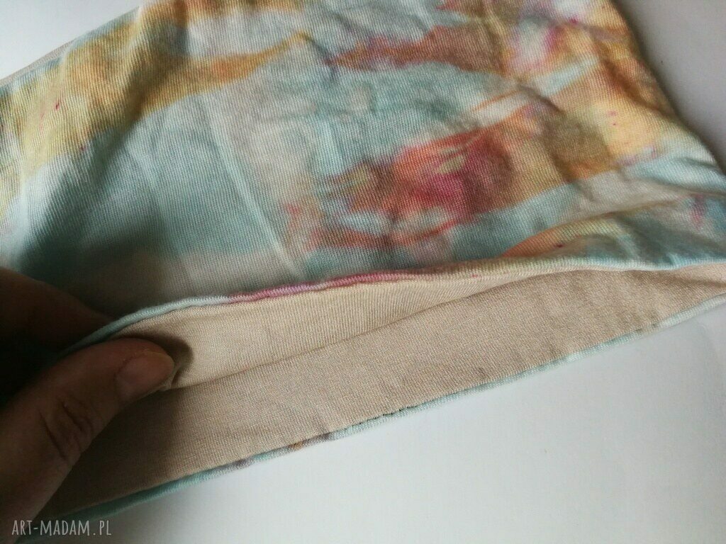 Opaska damska ręcznie farbowana boho-box (59-60 cm) na ecru podszewce