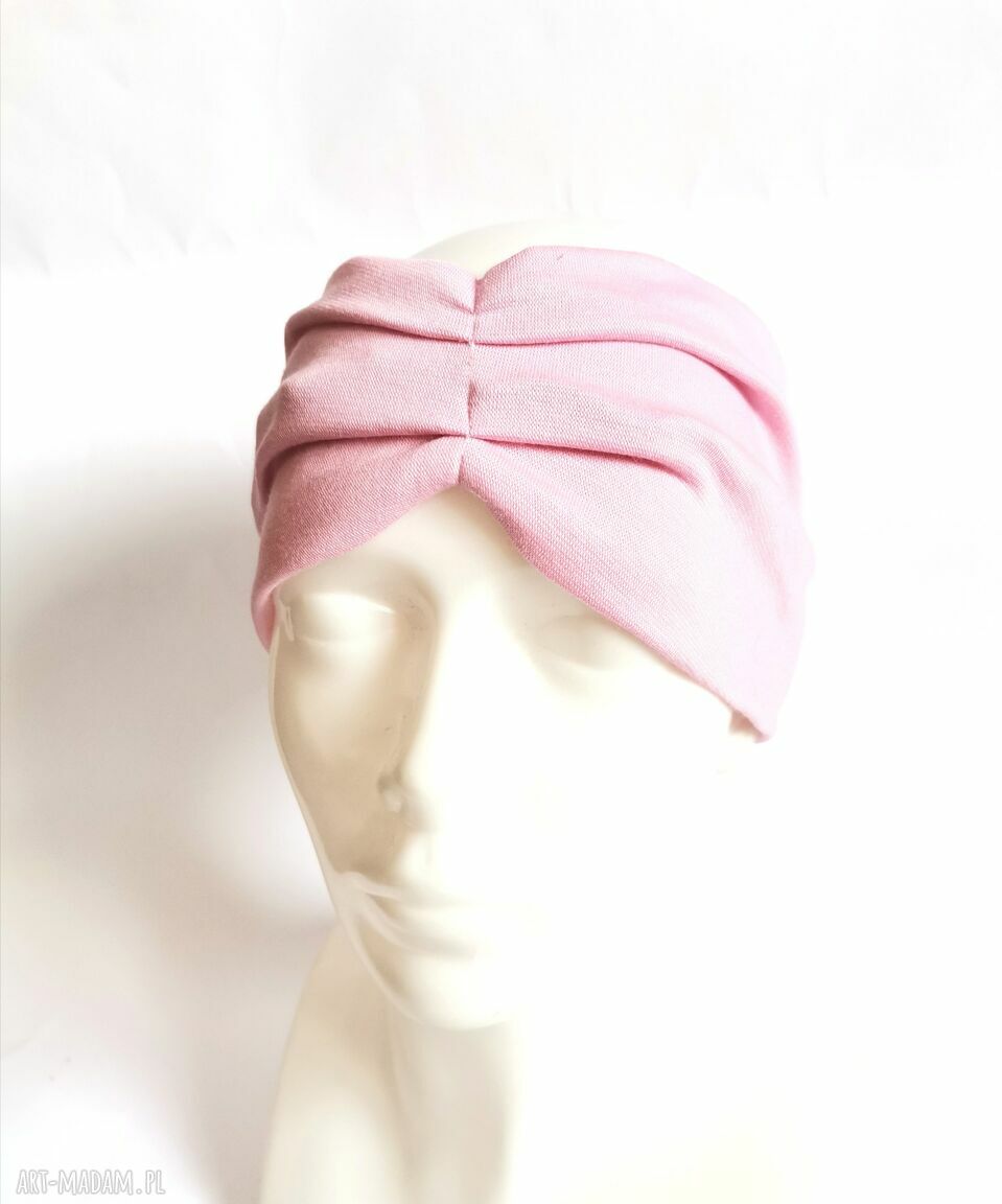 Opaska turbanowa damska boho folk - rozmiar uniwersalny w kolorze różowym