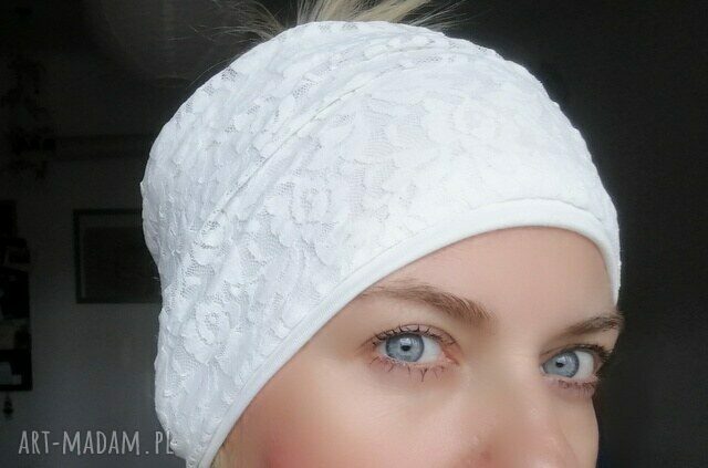 Biała opaska koronkowa - boho elegancja na podszewce