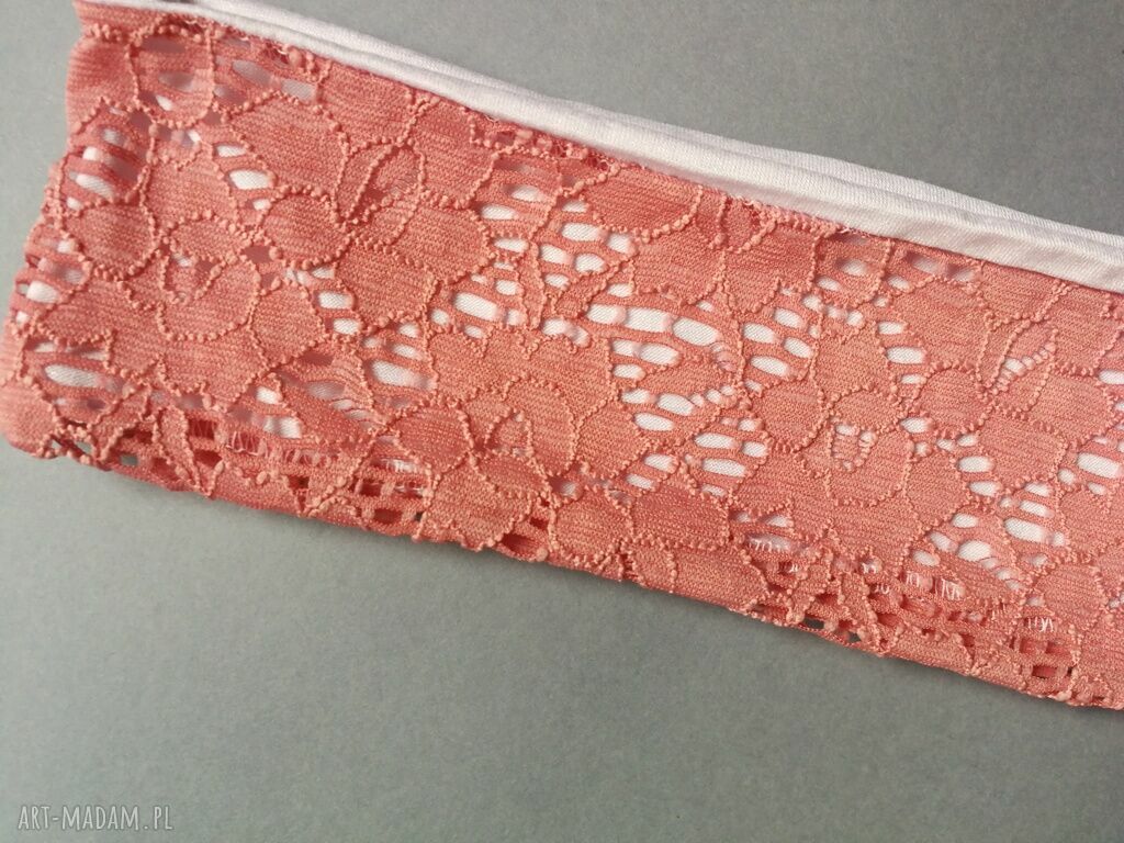 Opaska damska koronkowa pastelowa etno boho folk - ręcznie robiona