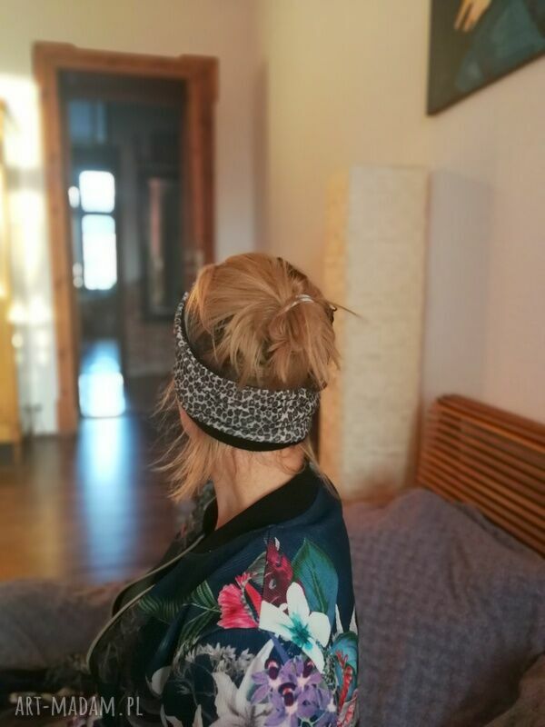 Opaska damska w panterkę na podszewce - etno boho do roweru