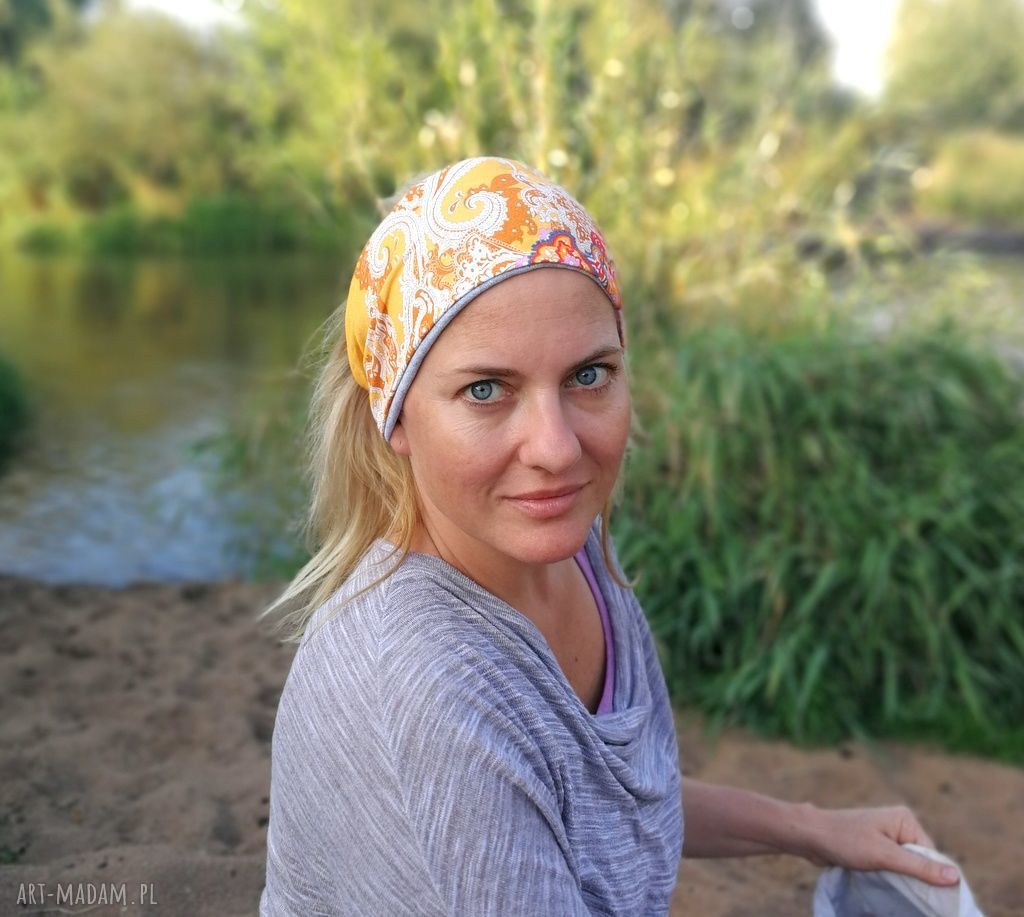 Opaska damska dzianinowa Orient Boho - ręcznie robiona, uniwersalny rozmiar