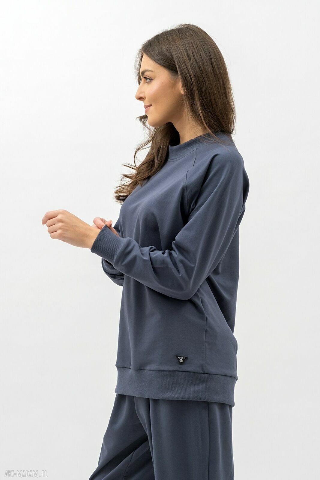 Grafitowa bluza damska raglan Basic Adalet - wygodna bawełniana dresówka 250g