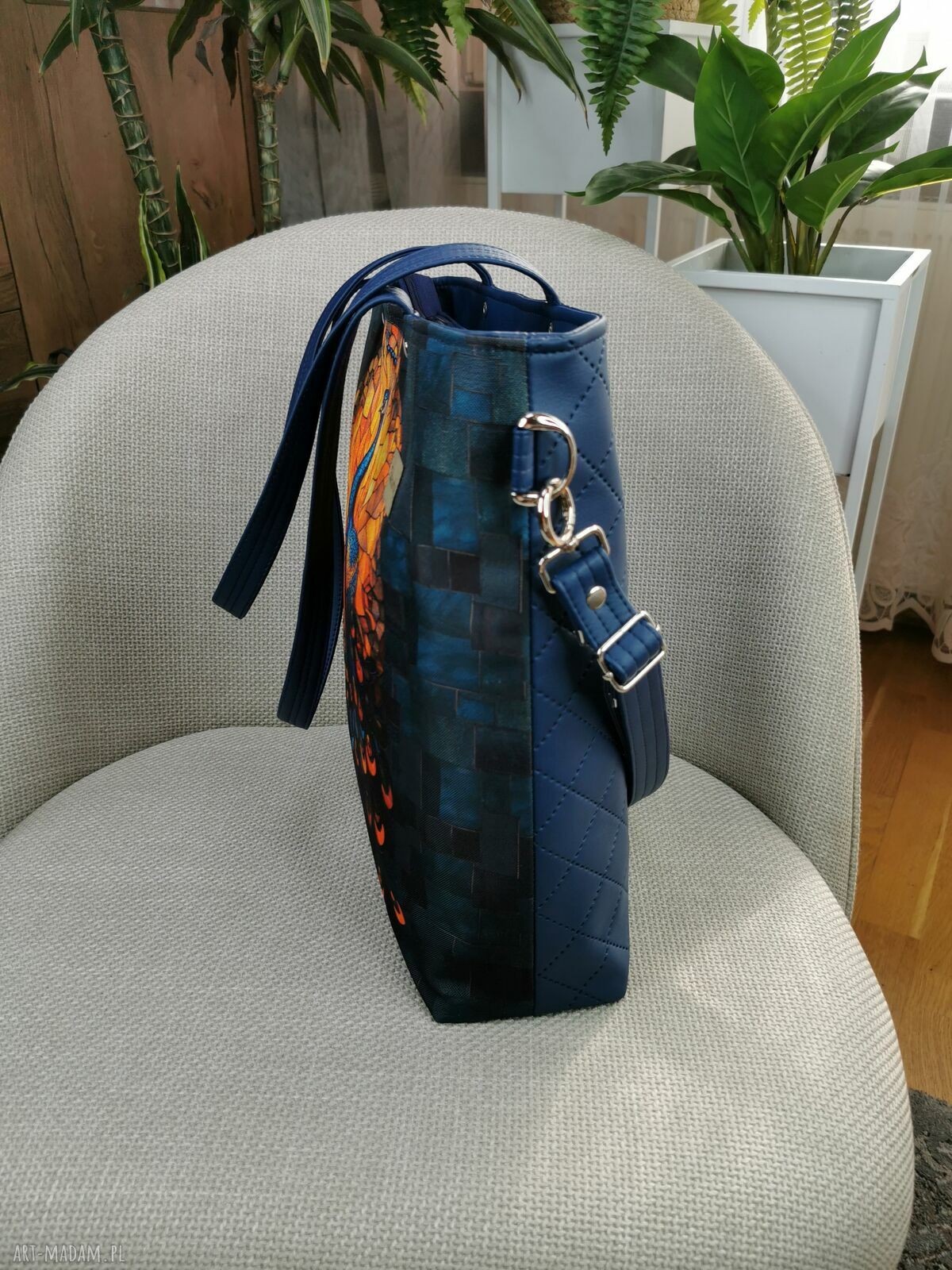 Torebka shopperka na ramię z kosmetyczką - paw (kolory)