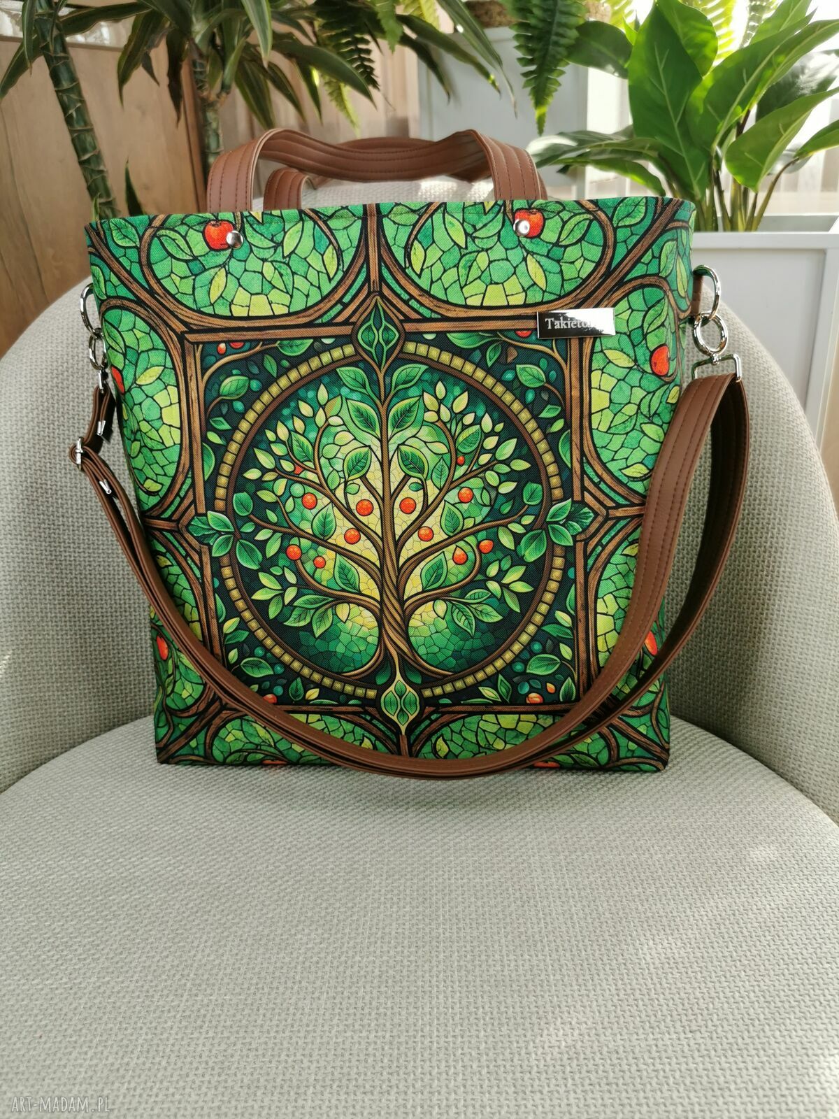 Torebka damska shopperka na ramię A4 z kosmetyczką - wodoodporna (handmade), w zestawie