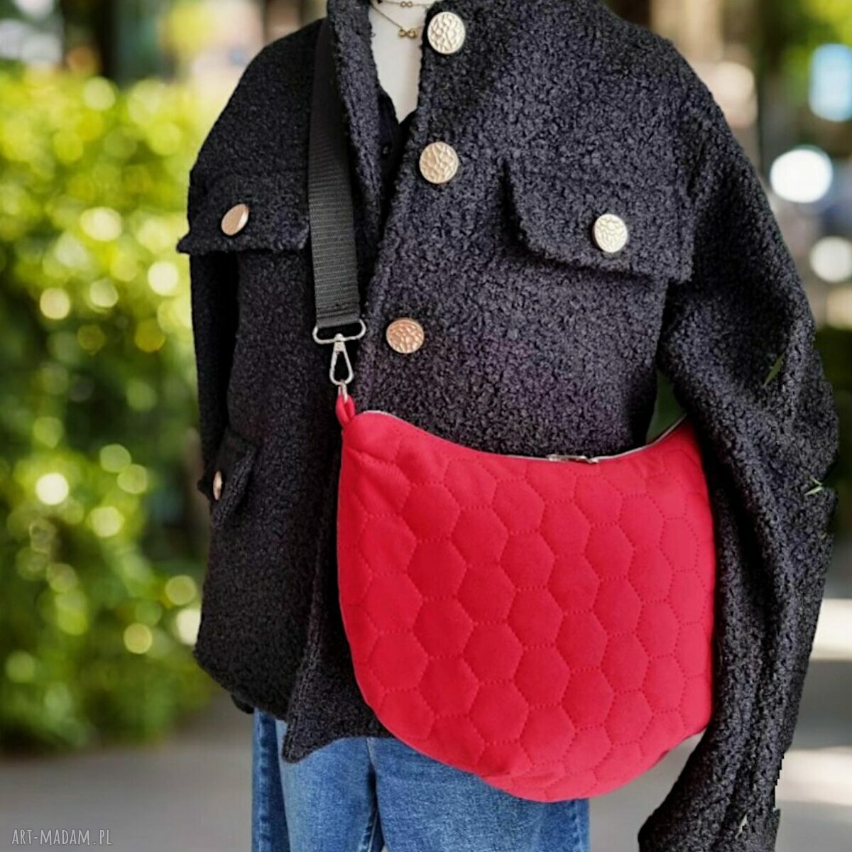 Torebka damska pikowana Hobo velvet bordo T01-H001 - na ramię i listonoszka
