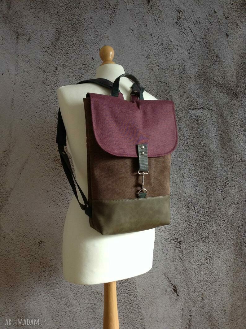 Damski plecak handmade na laptop 13-14 cali (A4) - kieszeń na suwak