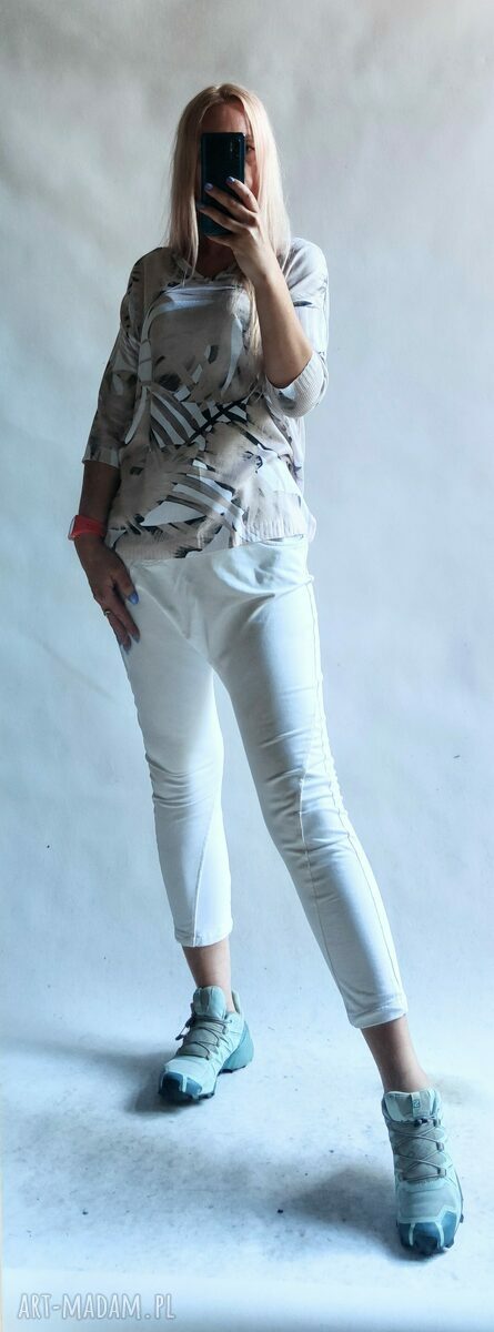 Sweter damski oversize boho w liście - kardigan w serek