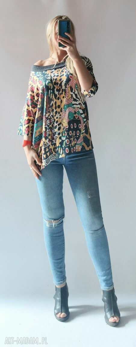 Sweter damski oversize z printem panterki - lekki i stylowy