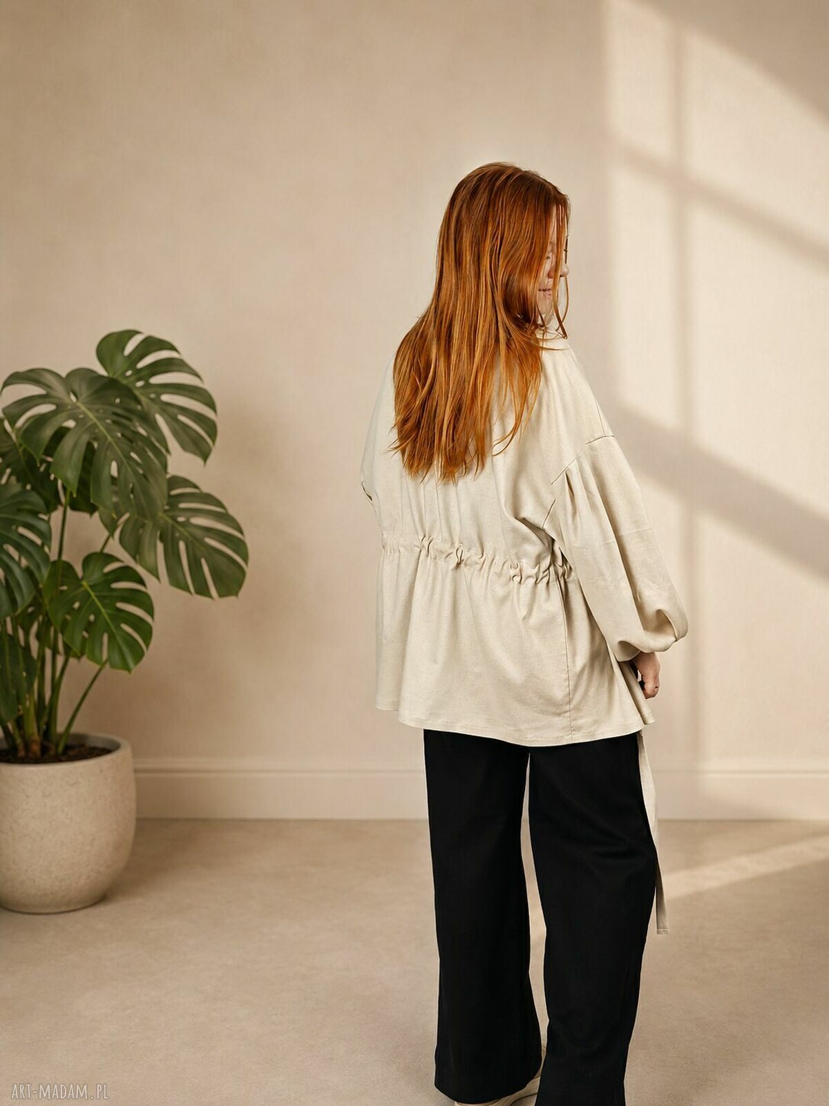 Kimono damskie lniane SOLENA - poncho na lato i plażę