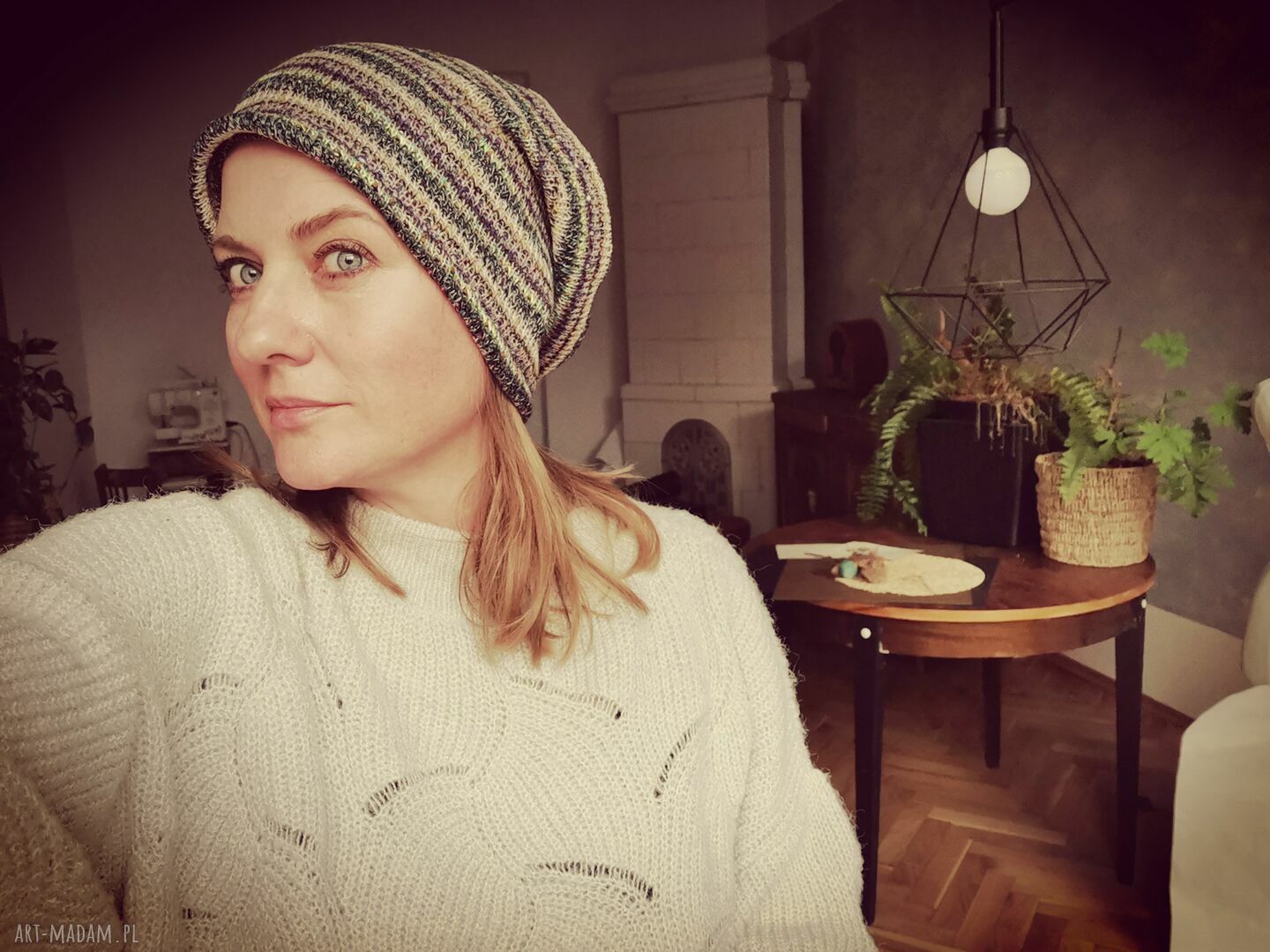 Czapka unisex bez podszewki Boho Frida - miła, wełniana i ręcznie robiona