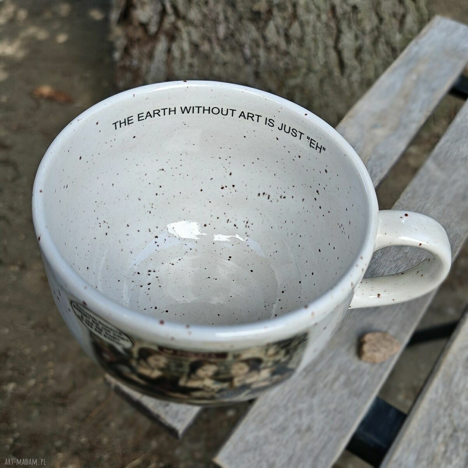 Kubek XXL 600 ml - Dama z łasiczką i gronostajem (białej ceramiki handmade)