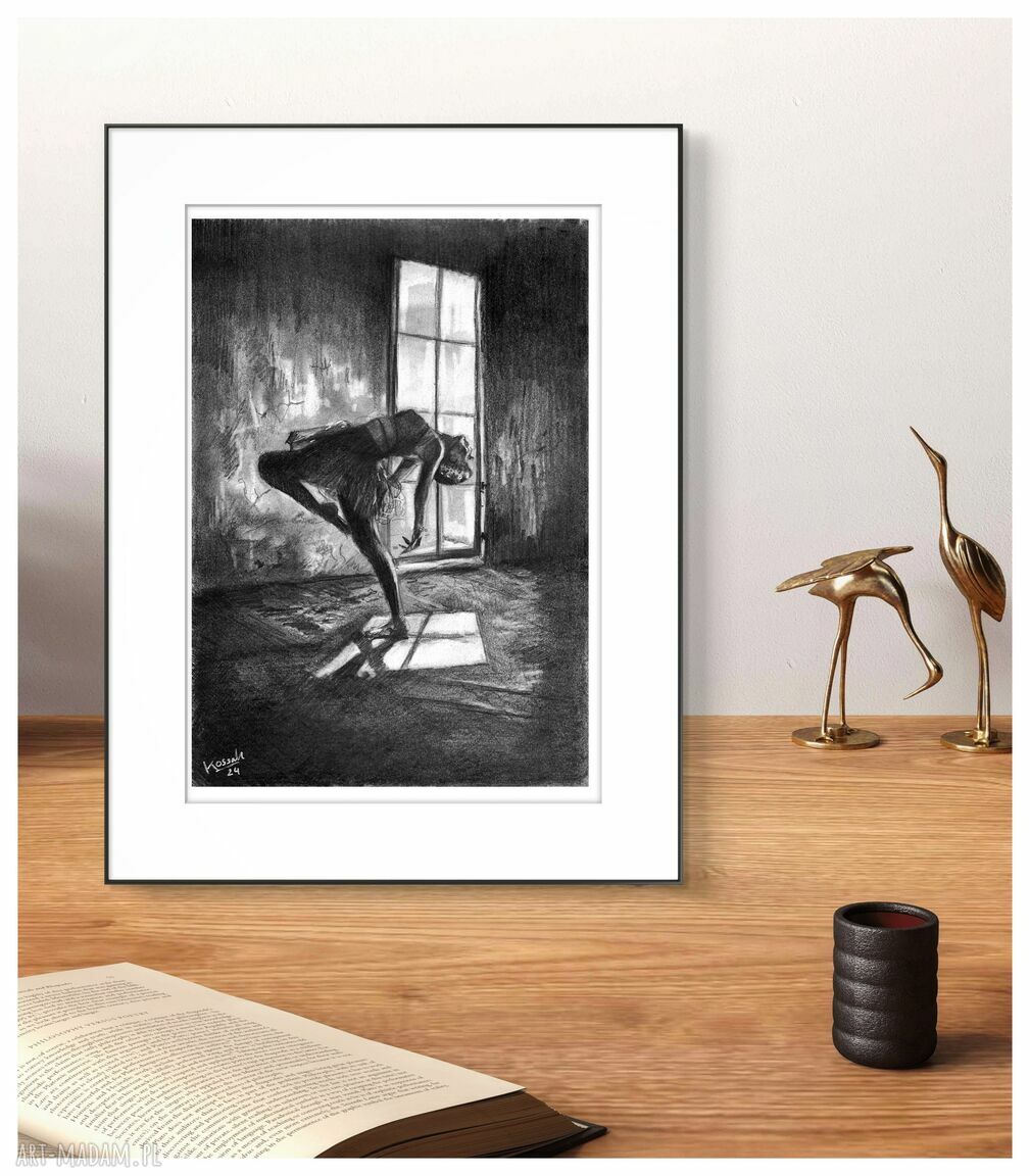 DANCE 1 - Seria Taniec A4 - baletnica. Grafika ręcznie wykonana ołówkiem
