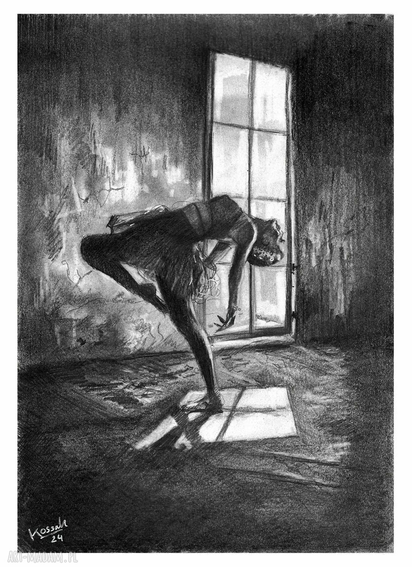 DANCE 1 - Seria Taniec A4 - baletnica. Grafika ręcznie wykonana ołówkiem
