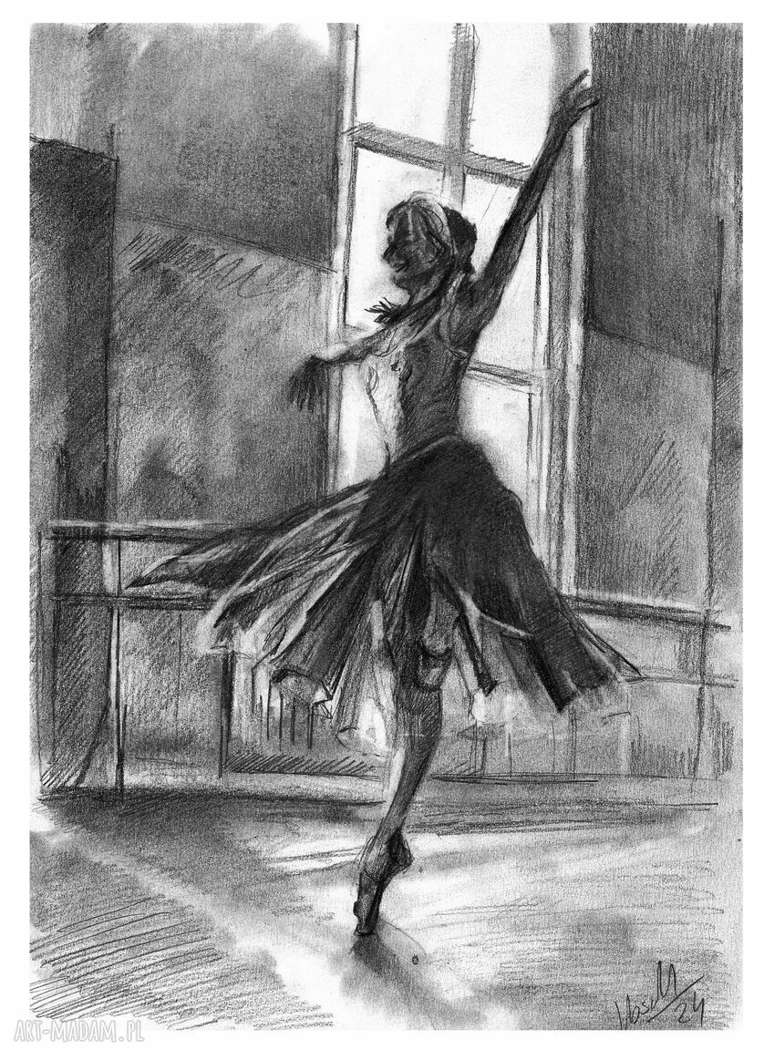 DANCE 5 - Seria Taniec A4 - baletnica - grafika ręcznie wykonana