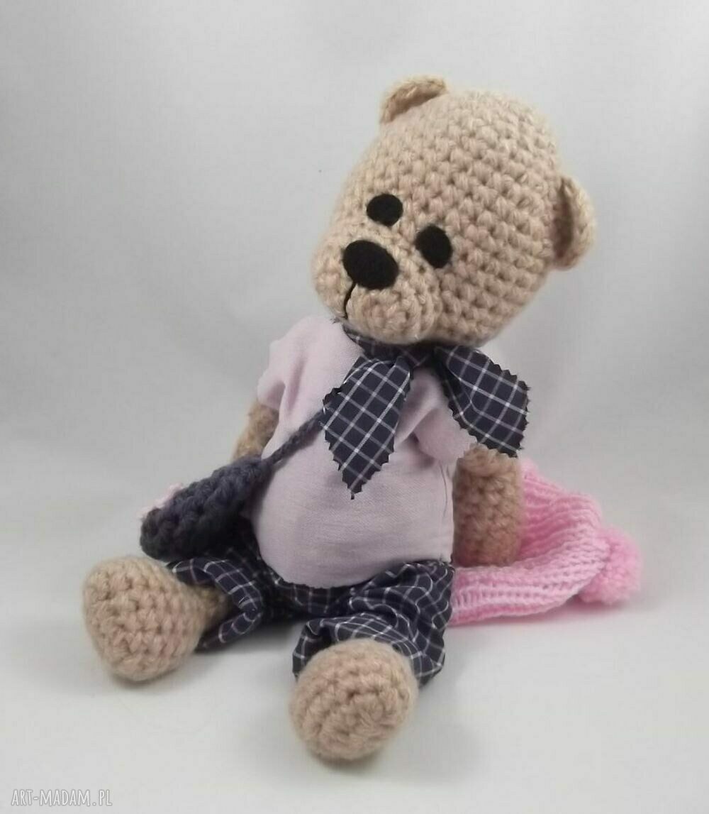 Szydełkowa misia Lucynka 40 cm - ruchome łapki i antyalergiczne wypełnienie
