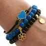 niebieskie bransoletki agat dark blue agate with flower