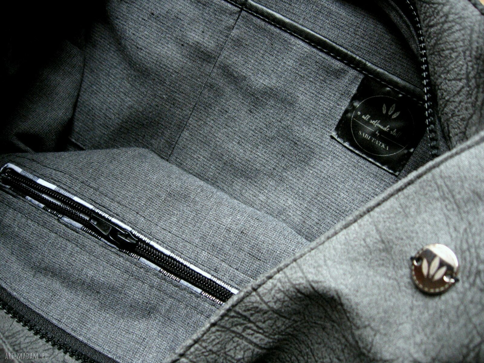 Dark Grey Hobo - ręcznie szyta torebka hobo na ramię
