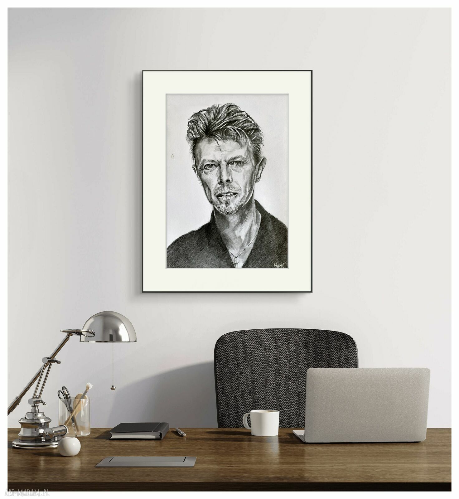 Plakat David Bowie A3 - seria Ikony (rysunek ołówkiem)