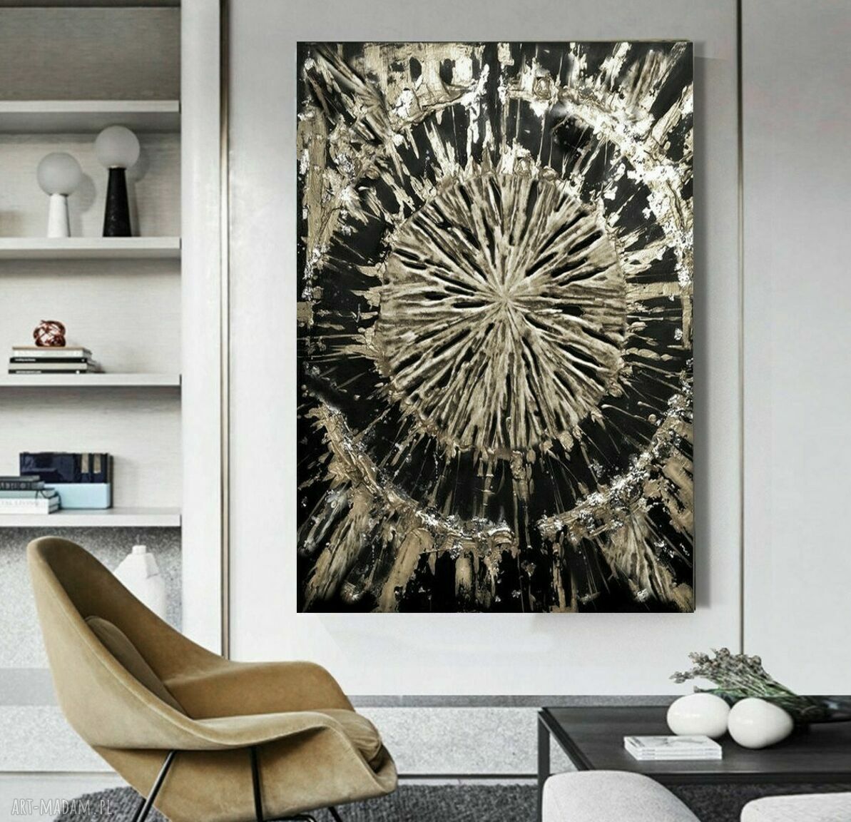 DECORATIVO - srebrna dekoracja. Obraz na płótnie 100x150 cm