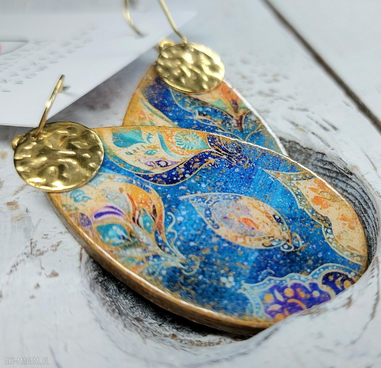 Kolczyki decoupage orientalne ze stali chirurgicznej