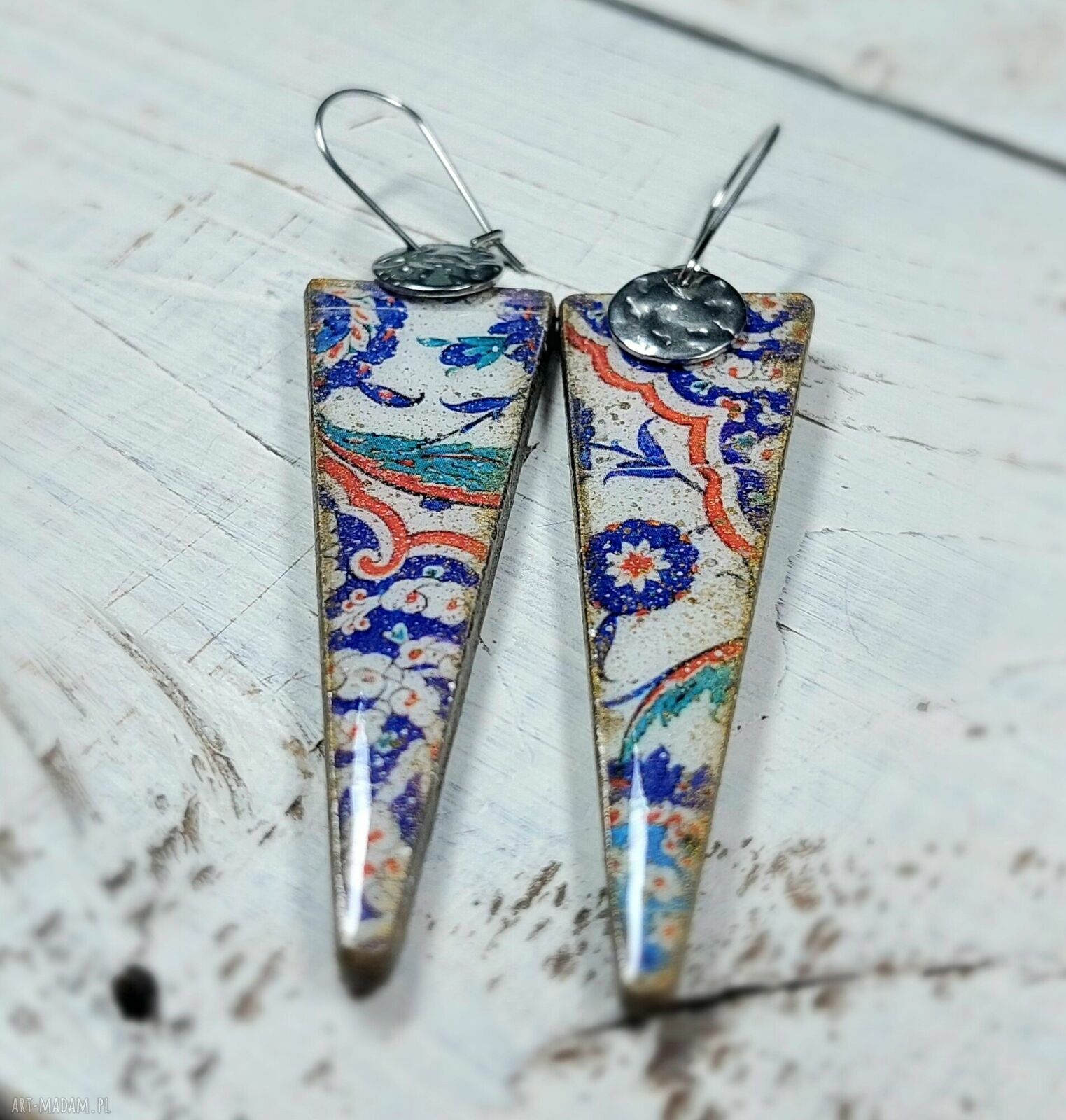 Kolczyki ze Stali Chirurgicznej w Technice Decoupage - Orientalna Mozaika