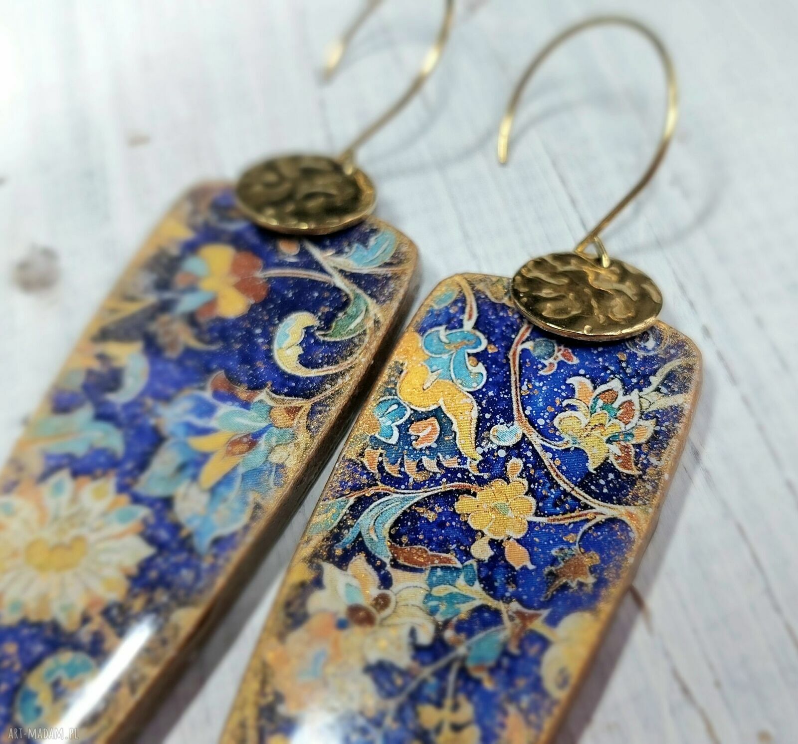 Kolczyki decoupage z żywicą w orientalnym klimacie - stal chirurgiczna