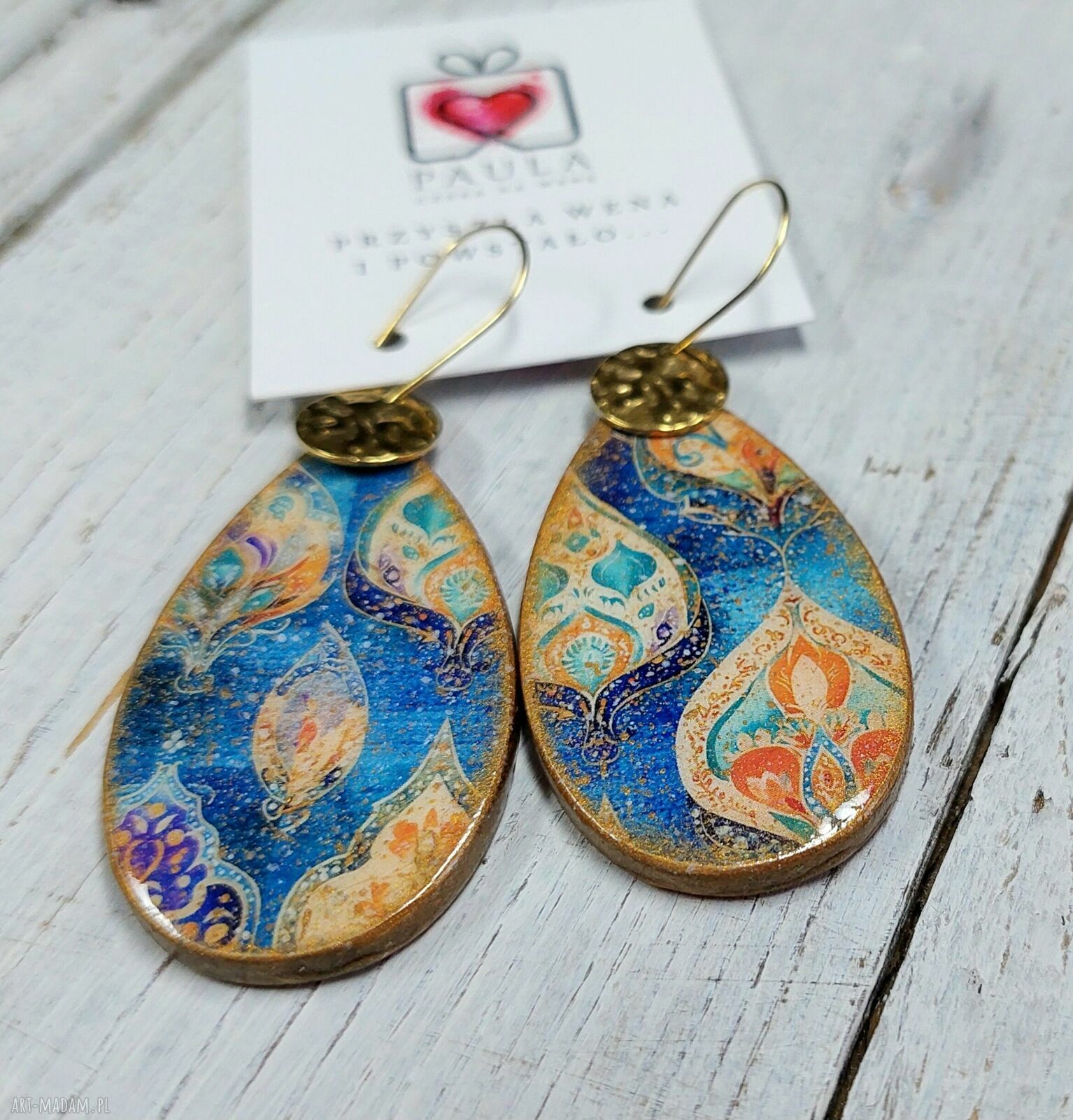 Kolczyki decoupage orientalne ze stali chirurgicznej