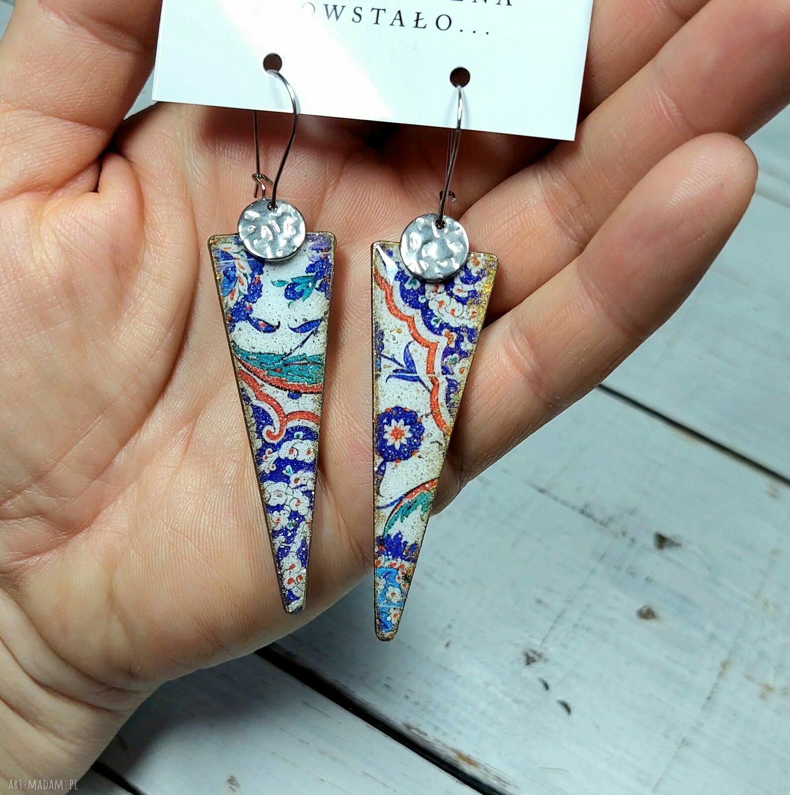 Kolczyki ze Stali Chirurgicznej w Technice Decoupage - Orientalna Mozaika