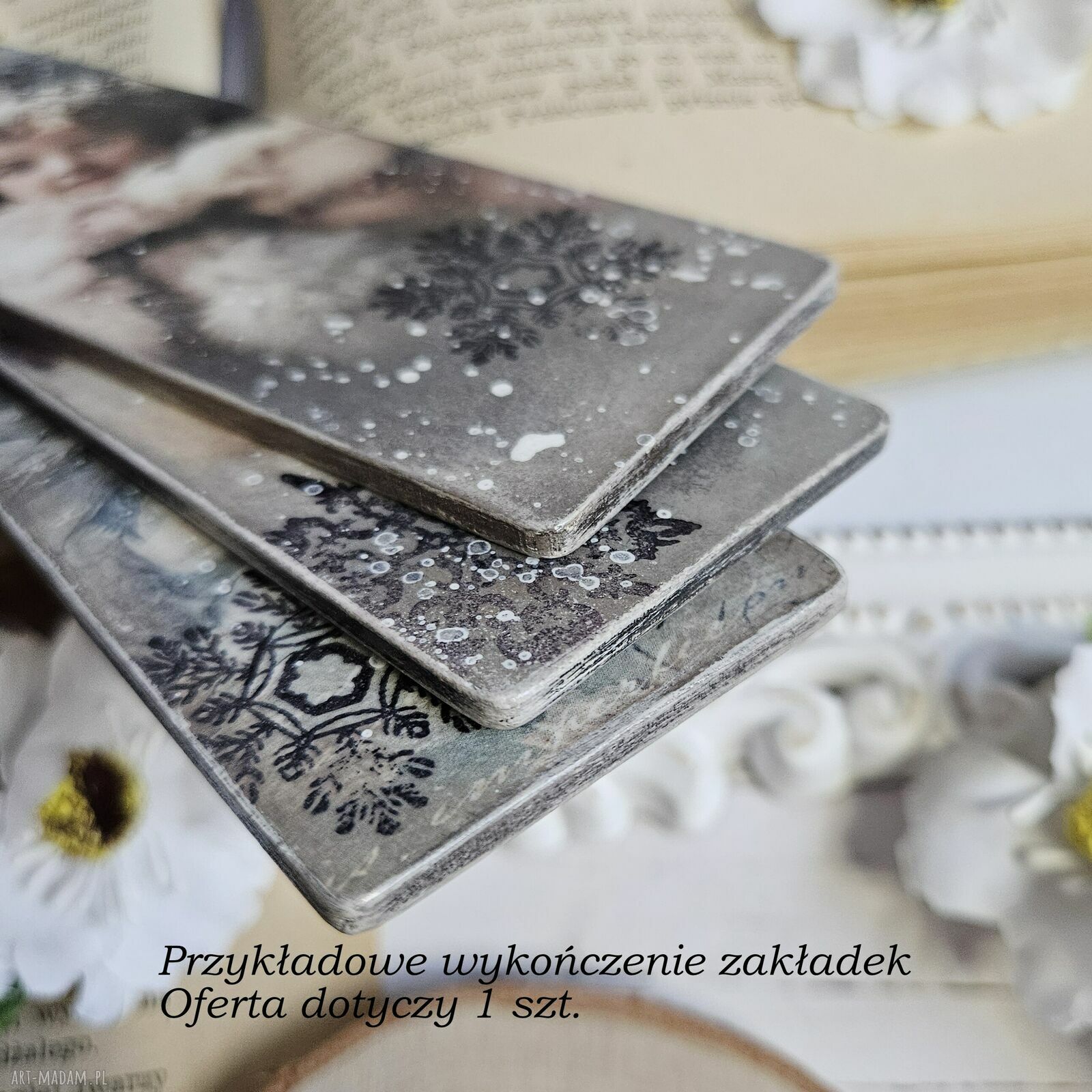 pomysł na upominki na święta: Zakładka świąteczna vintage z decoupage Boże Narodzenie