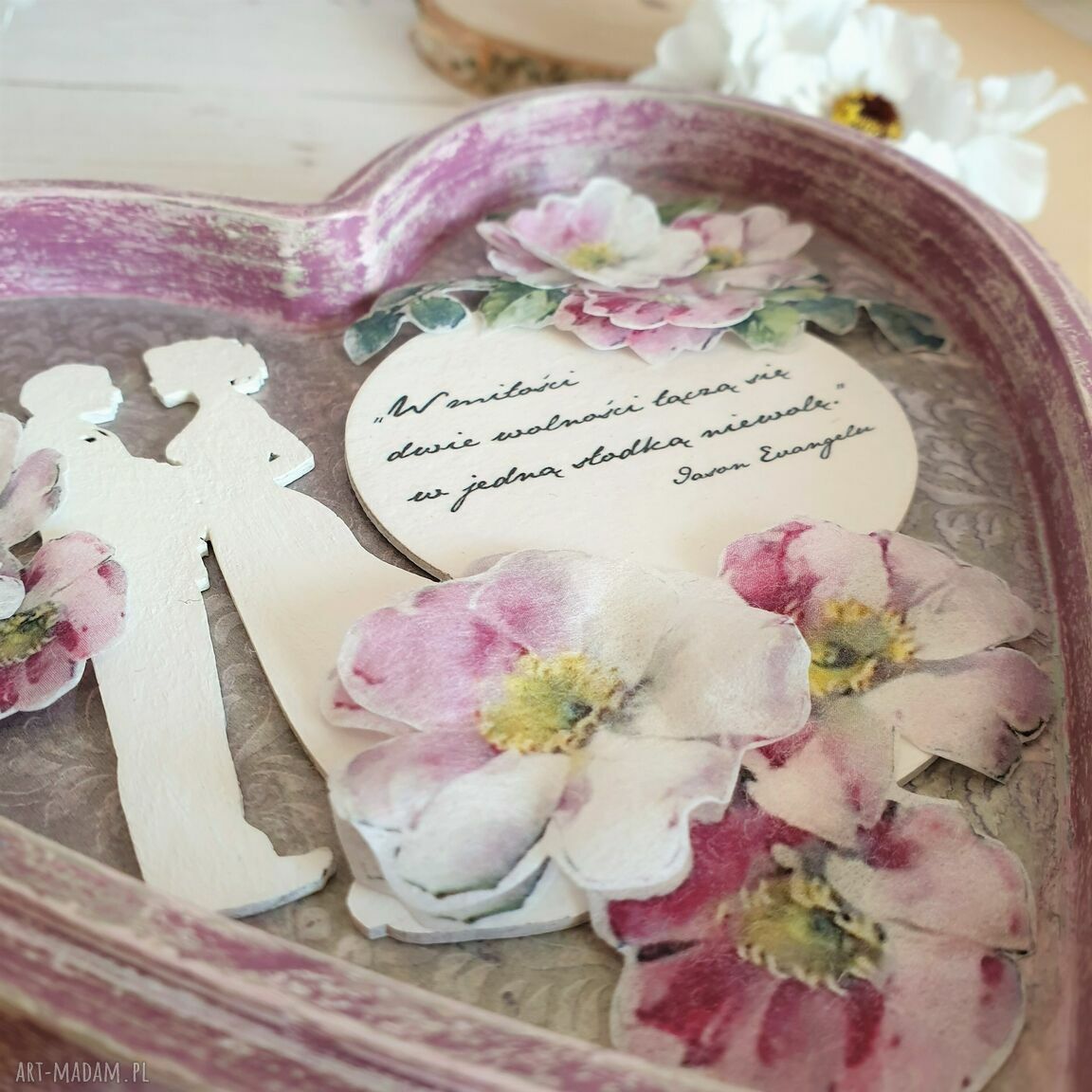 ślub: Zestaw prezentowy na ślub: pudełko i karteczka personalizowana Hand Made