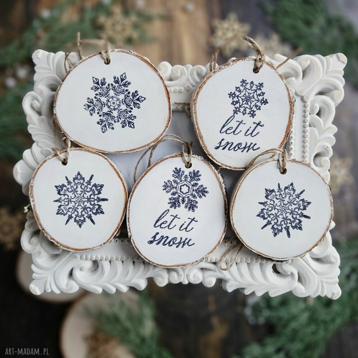 prezenty na święta: Zimowe plasterki dekoracje choinkowe Ręczne wykonanie