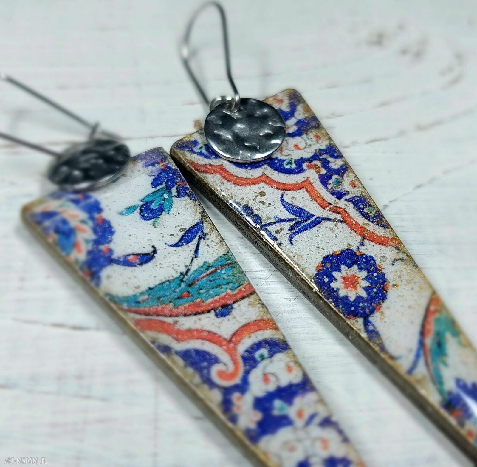 Kolczyki ze Stali Chirurgicznej w Technice Decoupage - Orientalna Mozaika