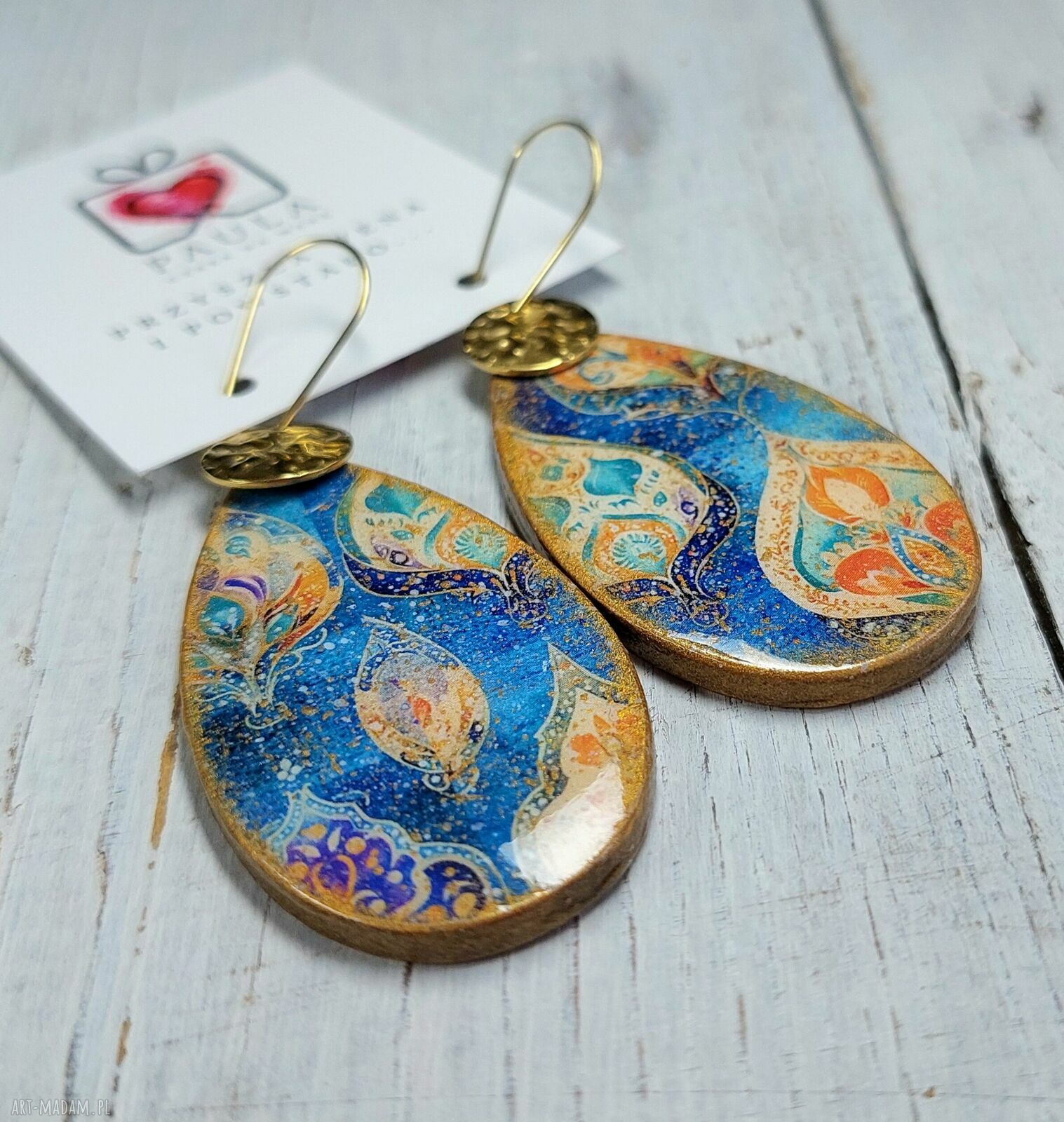 Kolczyki decoupage orientalne ze stali chirurgicznej