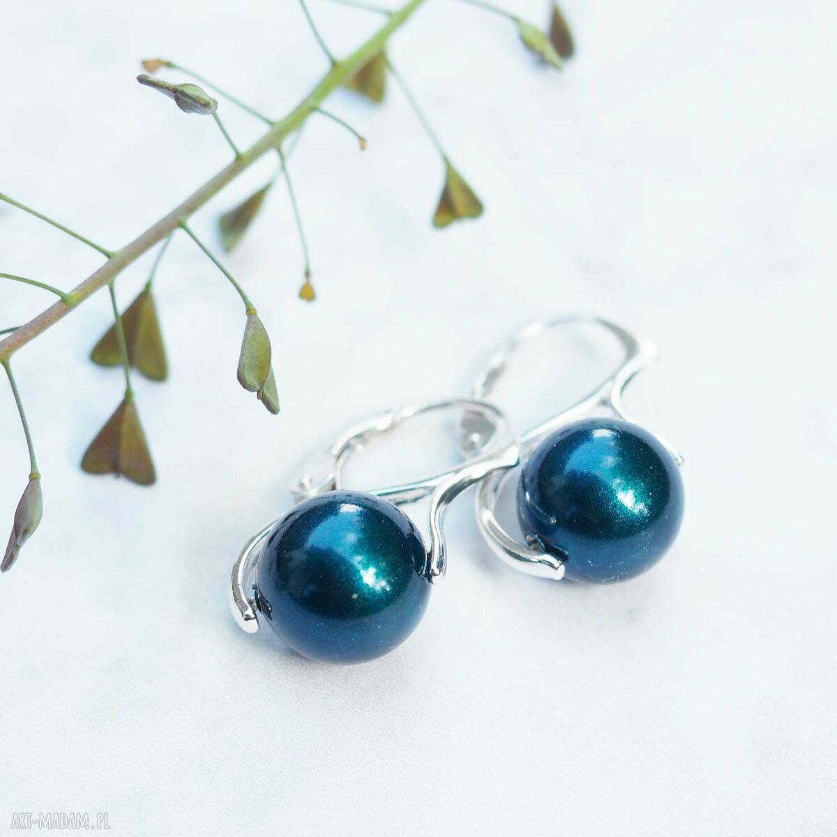 DEEP OCEAN - piękne srebrne kolczyki z perłami Swarovski