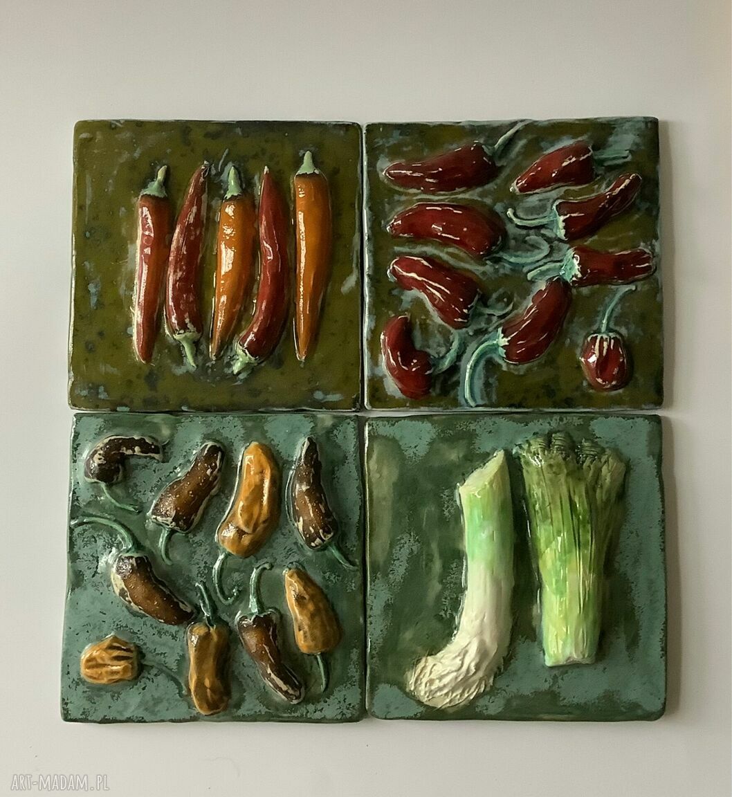 Dekor ceramiczny z serii Vegedecors - kafel ozdobny z papryczkami