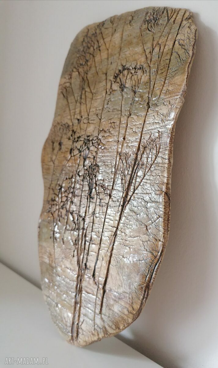 Dekoracja na ścianę "Poranna Łąka" - obraz z gliny szamotowej, ceramika handmade